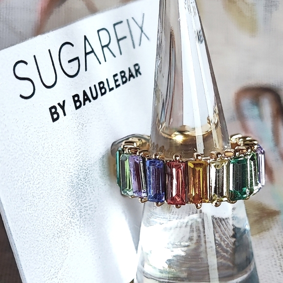 SUGARFIX by BAUBLEBAR Vibrant Pastel Gold Tone Eternity Band Size 8 Ring NEW NOC - Picture 10 of 11